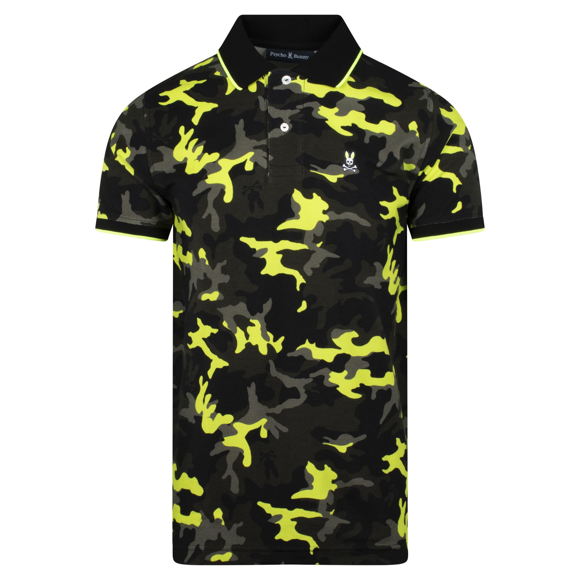 Psycho Bunny Plano Pique Camo Polo Shirt Black